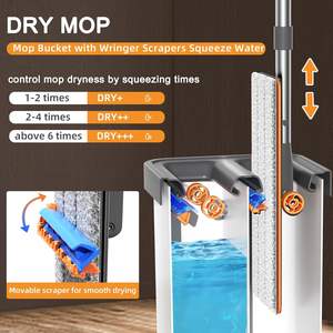 ไม้ถูพื้นไมโครไฟเบอร์แบบปรับแต่งได้ 2 ชิ้น เป็นมิตรกับสิ่งแวดล้อม ด้ามจับสแตนเลส ดีไซน์ยืดหดได้ ความจุสูง - Product Image 5