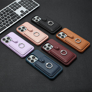เคสโทรศัพท์หนังพร้อมช่องใส่นามบัตรแบบกระเป๋าสตางค์สำหรับ <span class=keywords><strong>iPhone</strong></span> 16 17 <span class=keywords><strong>PRO</strong></span> <span class=keywords><strong>MAX</strong></span> 15 14 13 <span class=keywords><strong>12</strong></span>เคสด้านหลังมีห่วงโลหะ - Product Image 2