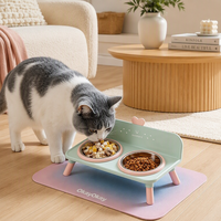 Nouvelle gamelle pour animaux de compagnie en acier inoxydable surélevée, antidérapante, anti-renversement, double couche, étanche, élégante, pour usage intérieur, en forme de cœur