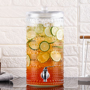 2025 Novo Design 3.8L Limpar Em Relevo Vidro Bebida <span class=keywords><strong>Dispenser</strong></span> Spigot Drink <span class=keywords><strong>Dispenser</strong></span> Tampa para Juice <span class=keywords><strong>Lemonade</strong></span> Party - Product Image 3