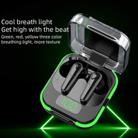 Headset Gaming Mini OEM Logo Kustom HiFi Stereo Earbuds Indikator Baterai LED Peredam Kebisingan Dalam Telinga BT 5.4 Latensi Rendah Sentuh