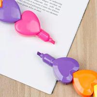 Mini surligneurs obliques colorés et créatifs, mignons, pour enfants, en forme de cœur, pour carnet, marqueurs clés, encre à base d'eau