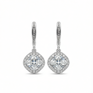Pendientes de diamantes David Yurman, corte princesa, oro blanco, certificado GIA, joyería de boda, estilo clásico para mujer - Product Image 1