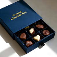 Boîte à chocolat carrée rigide de luxe personnalisée par le fabricant, emballage en papier pour produits cadeaux, boîte cadeau tiroir