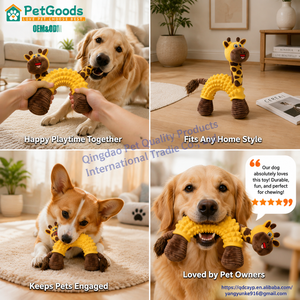 Jouet à mâ<span class=keywords><strong>cher</strong></span> interactif pour <span class=keywords><strong>chien</strong></span> en caoutchouc TPR en forme de girafe, résistant aux morsures, avec corde de traction, pour la dentition des chiots de toutes races, durable, 3-6 mois - Product Image 3