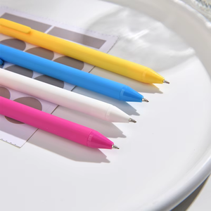 Macaron rosa punta sottile penna Gel 1.0mm liscia in gomma plastica personalizzabile <span class=keywords><strong>cartoleria</strong></span> pubblicitaria sfusa vivace bianco promozionale - Product Image 3