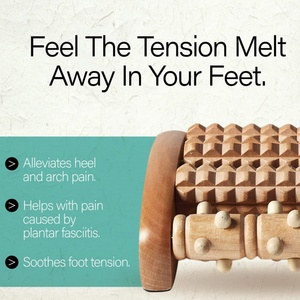 Masseur de pieds en bois naturel multicolore pour la circulation sanguine, outil de massage à roulettes pour la circulation sanguine, masseur de pieds en bois pour la perte de poids - Product Image 3