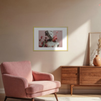 Cadre photo moderne en aluminium doré mince, support mural métallique minimaliste pour galerie, bureau, salon, décoration murale, vente en gros