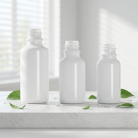 Flacon en verre opale blanc artisanal et élancé de 10 ml, 20 ml, 30 ml, vide, pour cosmétiques, huiles essentielles, sérums, emballage pour soins de la peau