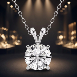 Collier à pendentif rond en diamant pur classique pour femmes (cadeau de luxe exclusif de créateur haut de gamme) - Product Image 2