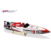 Barco RC Profesional Grande con Motor sin Escobillas, 35 Pulgadas, TFL Hobby 1148 Warrior Racing, Casco de Fibra de Vidrio Mono, Hélice de Latón de 2 Aspas, Escala 1:5