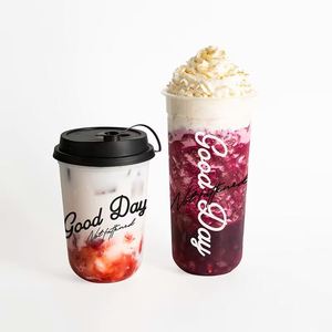 Gobelets jetables en PP de 90 mm en forme de U, personnalisables par sérigraphie, pour boba, jus, thé, lait, fruits, avec couvercle, eau minérale - Product Image 2