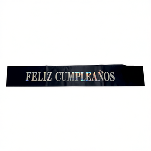 Écharpe d'anniversaire noire avec lettres irisées, décorations élégantes pour fête, sac de 12 pièces - Product Image 2