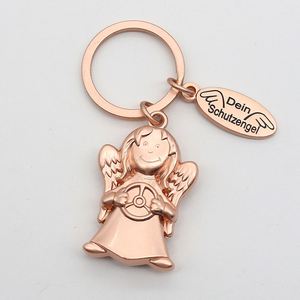 Custom Angel Keychain 3D Metal Zinc Alloy Rose Gold Plated Soft Enamel Engel Key Chain - Product Image 1