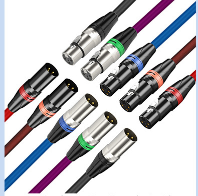 Microphone Cable Male-Female XLR Professional for Recording Studio and Podcast Use with Bare Copper Conductor and PVC Jacket