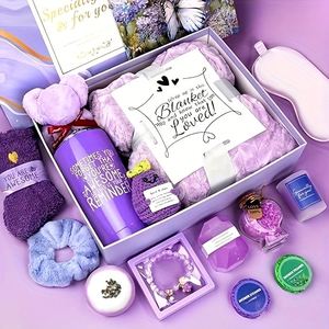 Spa Gift Basket Set for Women with Aromatherapy Candles <b>Bath</b> <b>Salts</b> Body Lotion and Shower Gel Elegant Box Mother's Da - Product Image 1