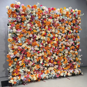 Mur de fleurs sauvages artificielles en <span class=keywords><strong>soie</strong></span> carrée personnalisé 8 pieds x 8 pieds Toile de fond de mariage pour les décorations de fête d'événements - Product Image 3