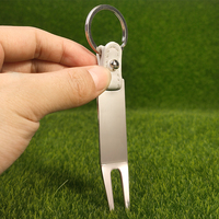 Accessoires de golf Outils de motte de terre de golf en métal Porte-clés portable détachable en cuir noir Club de golf durable