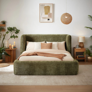 Cadre <span class=keywords><strong>de</strong></span> <span class=keywords><strong>lit</strong></span> Lifely Cocoon minimaliste et confortable en velours capitonné avec tête <span class=keywords><strong>de</strong></span> <span class=keywords><strong>lit</strong></span> haute, tailles King/Queen, <span class=keywords><strong>mousse</strong></span> haute durabilité - Product Image 1