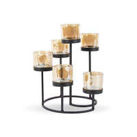 Farolillo de Hierro Contemporáneo para Velas de Té con Elegante Diseño Decorativo Hueco para Decoración de Interiores de Alta Gama