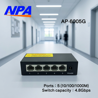 Switch Jaringan Gigabit 5 Port 10/100/1000Mbps Desktop Logam 4.8Gbps Plug and Play QoS Dapat Ditumpuk untuk Kamera IP Kantor Rumah