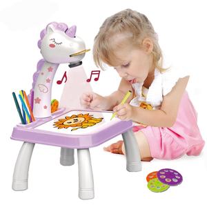 เครื่องวาดภาพเพื่อการศึกษาเครื่องวาดภาพของเล่นเด็กเพื่อการเรียนรู้โปรเจคเตอร์ของเล่นตารางของเล่นที่มีไฟและเพลง - Product Image 1