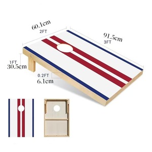 Jeu de Cornhole en bois avec sacs de haricots – Jeu familial d'extérieur – 2 planches, 8 sacs – Design patriotique - Product Image 4