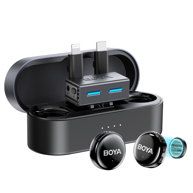 BOYA BOYALINK 3 Mini Wireless Lavalier Microphone for iPhone USB-C Android Smartphone Camera Ai Noise Cancellation for Recording