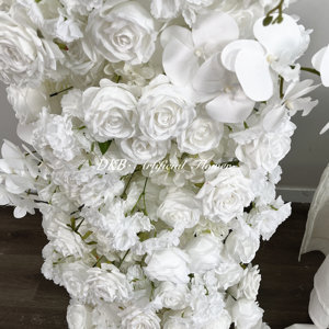 Décoration de mariage de nouveau Design blanc soie Rose Arrangements floraux mariage entrée fleur arc décoration pour toile de fond - Product Image 6