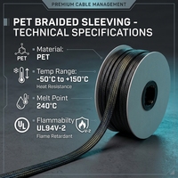 Gaine de câble tressée extensible en PET, tube flexible pour la gestion des câbles