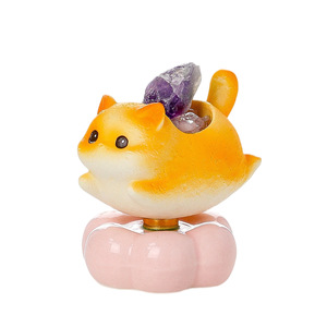 Figurines de chatons en cristal mignonnes, 4 pièces, décoration de bureau en résine, cadeau de bureau Feng Shui - Product Image 5