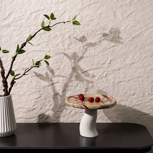 Salon hôtel Restaurant bureau blanc rond plateau de service décor à la maison plateau en marbre champignon <span class=keywords><strong>assiette</strong></span> de fruits - Product Image 4