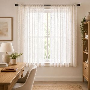 COSENNATUR Rideau Voilage Jacquard Multicolore à Pois Effet Bonbon 1 Pièce, 100% Polyester 110gsm pour Salon Vente en Gros - Product Image 4