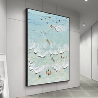 Peinture à l'huile abstraite texturée 3D moderne personnalisée, peinte à la main, sur toile, avec des vagues de mer et une plage luxueuse, pour la décoration de la maison