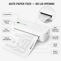 Imprimante thermique sans encre sans fil A4, machine portable pour documents avec Bluetooth et batterie rechargeable pour un espace de travail moderne