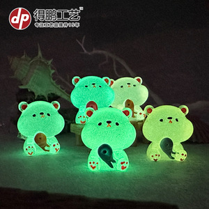 <b>Cute</b> Cartoon Glow In Dark Teddy <b>Bear</b> Resin Ornament Miniature Garden Desktop Car Decoration Compact Contemporary Design - Product Image 2