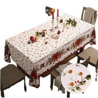 Nappe de table personnalisable en polyester de style européen, écologique, à imprimé floral, faite à la main, imperméable et résistante à l'huile, pour Noël