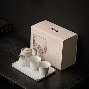 Juego de té Dehua, tetera con dos tazas, cerámica de estilo chino tradicional, regalo para uso en el hogar y la oficina - Product Image 4