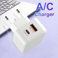 Adaptateur de chargeur mural de voyage avec logo personnalisé, prise UK US EU AU, chargeur USB Type C, 2 ports, 20W, pour ordinateur de bureau