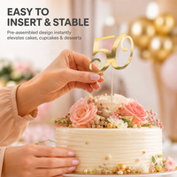 Décorations de gâteau modernes numéro 50 réutilisables pour les fêtes d'anniversaire du 50e anniversaire, les célébrations de repères et la pâtisserie