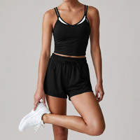 Ensemble de yoga 2 pièces pour femme : short de cyclisme et débardeur camisole taille haute pour entraînement, fitness et tennis