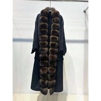 OFTBUY 2026 Manteau long en laine mélangée de luxe pour femme avec col en vraie fourrure de renard, chaud et ample, en cachemire et fourrure