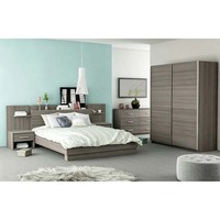 Ensemble de meubles de chambre à coucher moderne avec coiffeuse et lit double en bois avec tiroir de rangement
