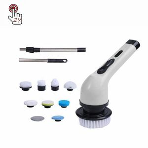 Brosse de nettoyage sans fil 9-en-1 réglable et détachable avec long manche pour voiture, toilettes, cuisine et maison - Product Image 1