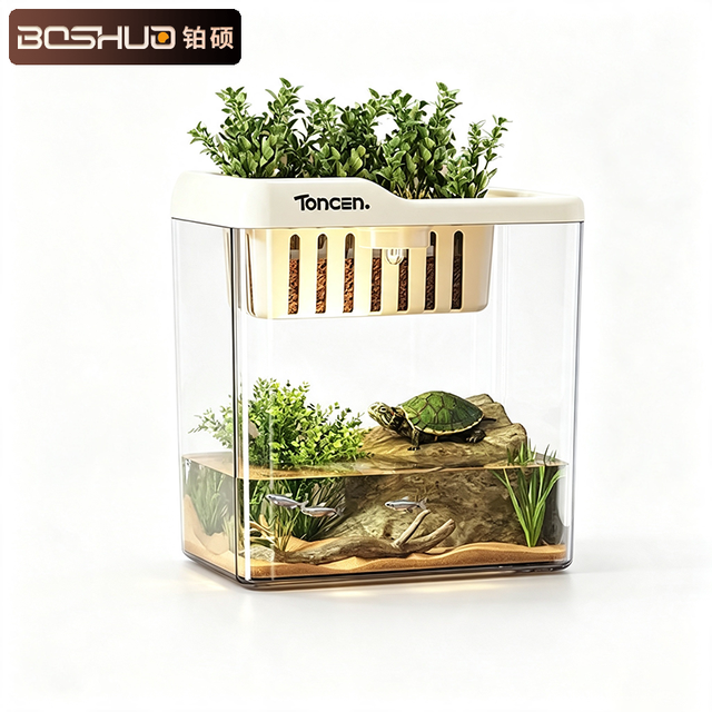 Modern Ecological Office Aquarium Tank Transparent Shatterproof Plastic PP Creative Desktop Fish & Turtle Tank Design