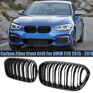 กระจังหน้าคู่หนึ่งสำหรับ BMW ซีรีส์ 1 F20 F21 LCI ปี 2015 2016 2017 2018 ลายคาร์บอนไฟเบอร์ กระจังหน้าทรงไตคู่สำหรับกันชนหน้าแบบรถแข่ง - Product Image 1