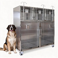Cage vétérinaire 5 portes pour chiens et chats - Acier inoxydable 304, design moderne et simple, verrouillable, pieds antidérapants pour usage en clinique vétérinaire