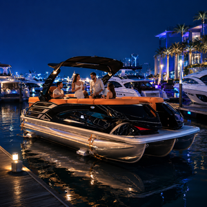 Bateau ponton en aluminium de 22 pieds, 12 places, prêt pour deux moteurs, 3 tubes, puissance maximale 250 CV, homologué CE pour les excursions sur lac et utilisation en flotte de taxis nautiques - Product Image 4