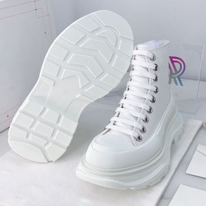 Luxurious brand of fashionable outdoor casual shoes - high-top thick-soled canvas shoes in simple white style for walking. - Product Image 2