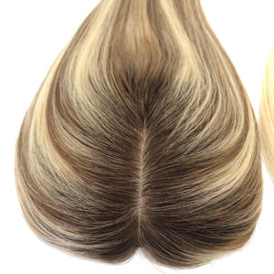 LLBeauty HQ Rambut Halus Berkualitas Tinggi Buatan Tangan Topper Alami dengan Basis Sutra Kulit Kepala Realistis Warna Akar Gelap Piano Siap Kirim - Product Image 1